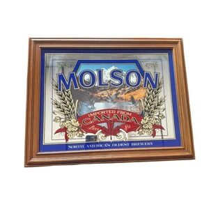 Vintage Molson Beer Framed Mirror Canada Ale North Americas Oldest Brewery 20x16